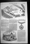 Antique Print New Cattle Market Reading St Marys Church West Brompton 1850 19th