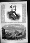 Antique Old Print M Michel Chevalier Junction Smithfield London Railway 1866