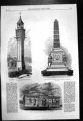 Antique Old Print Bendigo Rifles Orderly Room Australia Tower Liverpool 1868