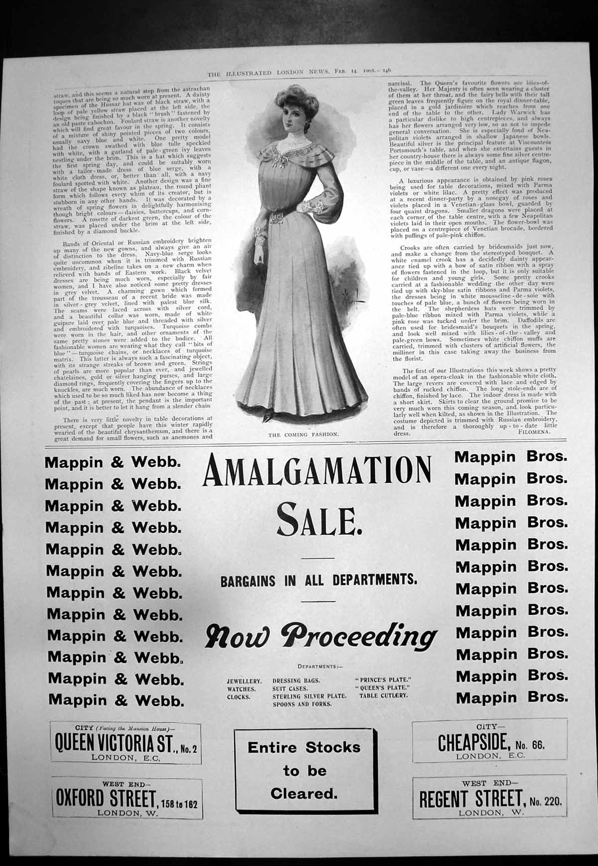 Antique Old Print Coming Fashion Mappin Webb Amalgamation Sale Watches 1903