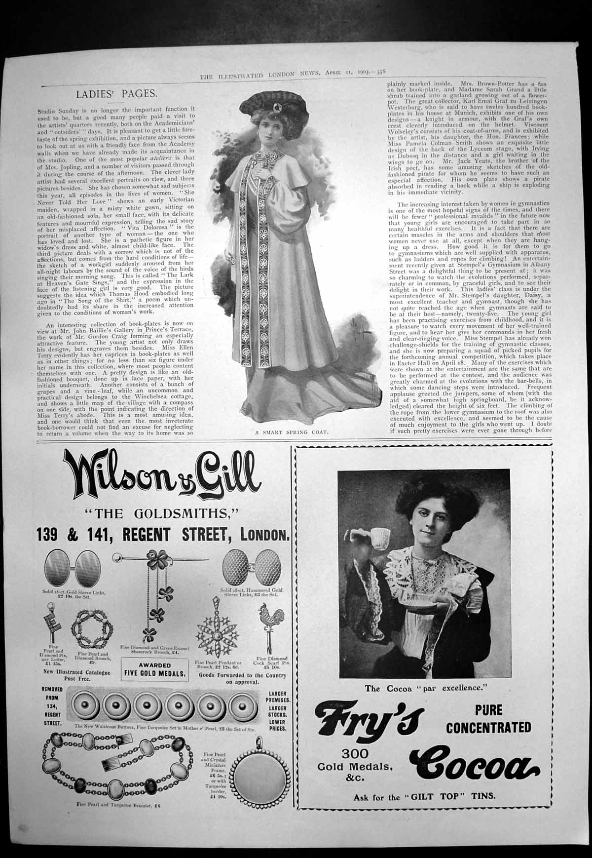 Old Antique Print Smart Spring Coat Wilson Gill Gsmiths Frys Cocoa 1903 20th