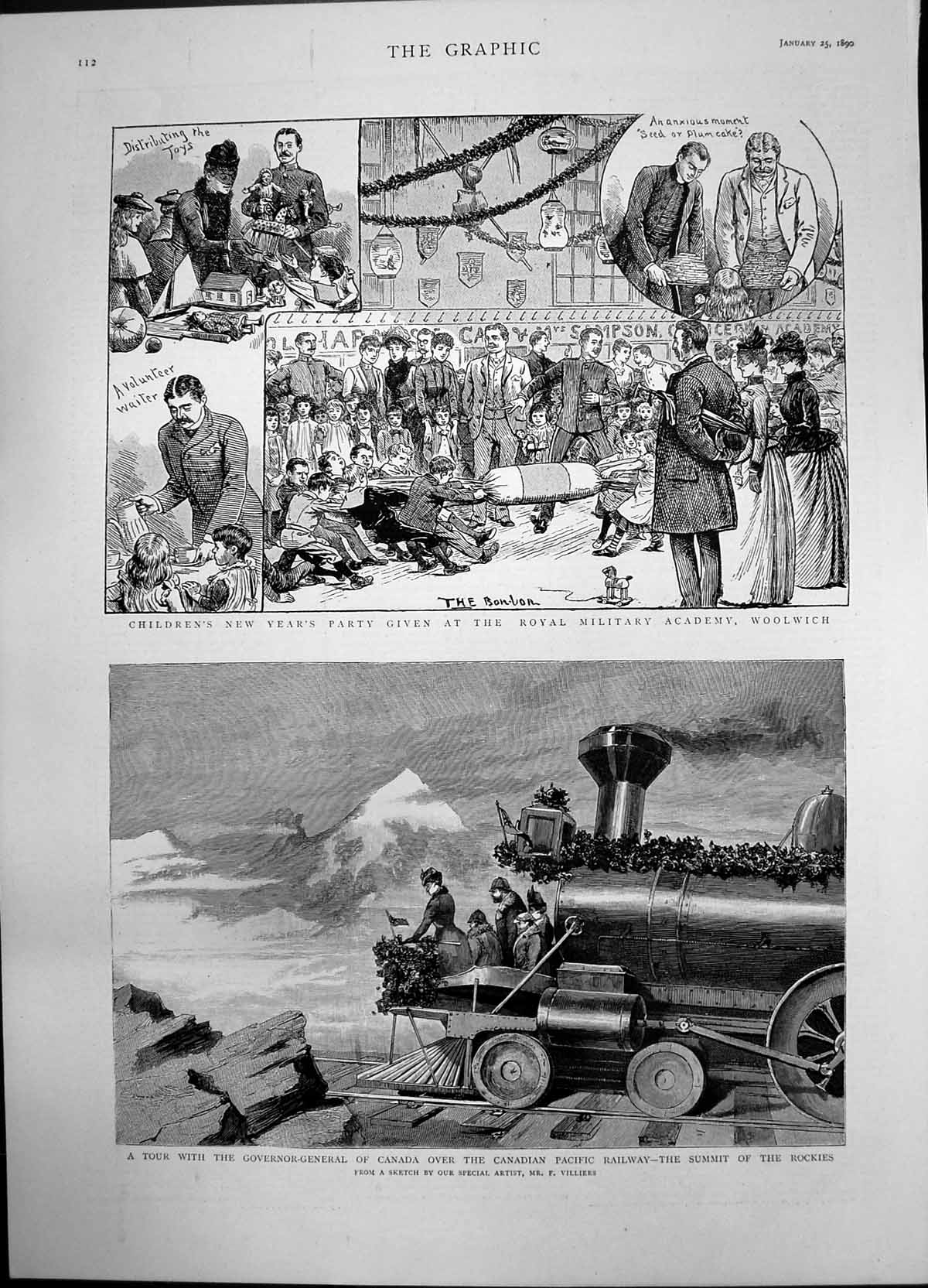 Antique Print Childrens Party Woolwich Tour Rockies Gov General Canada 1890