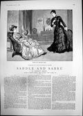 Antique Print Saddle Sabre W Small Lettie Late Armchair Lady Standing 1887 19th