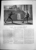 Old Antique Print Traitors Way Two Men Sword Fight Blades Crashing 1901 20th