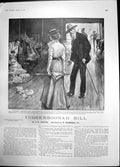 Antique Old Print Tuggenboonah Bill Lady Gent Watching Sheep Shearing 1901 20th