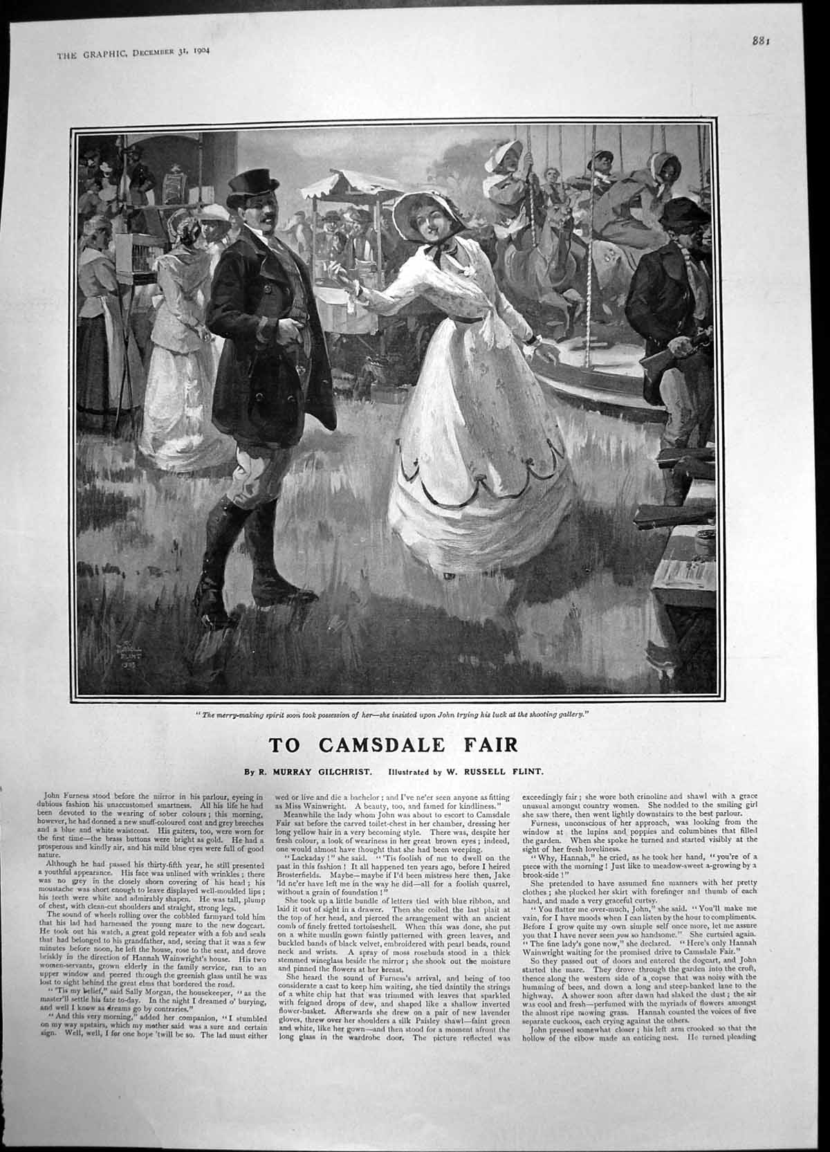 Antique Print To Camsdale Fair Lady Wanting John Try Shooting Gallery 1904 20th