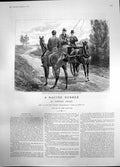Original Old Antique Print Racing Rubber Rider Way Home Meets Tom Bramber 1894
