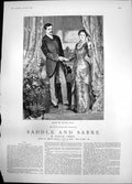 Original Old Antique Print Saddle Sabre Slade Hing Letties Hand 1887 Victorian