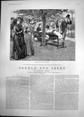 Old Print Saddle Sabre Gilbert Saw Miss Devereux Raised Hat Join Her 1887 19th