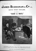 Antique Old Print James Buchanan Scotch Whisky Distillers Black & White 1907
