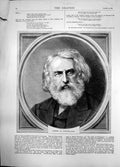 Old Antique Print Portrait Henry W Longfellow Foremost Poet America 1869 19th