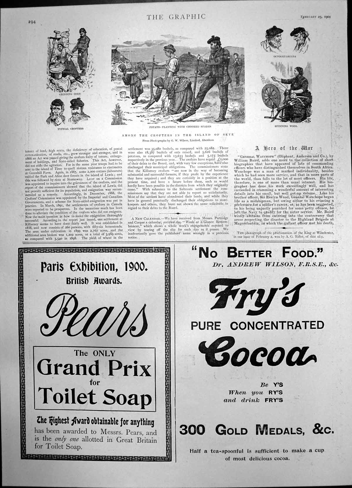 Antique Old Print Crofters Island Skye Spinning Wool Pears Toilet Soap 1901