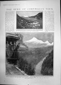 Antique Old Print Duke Cornwall Tour St John Newfoundland Rockies Train 1901