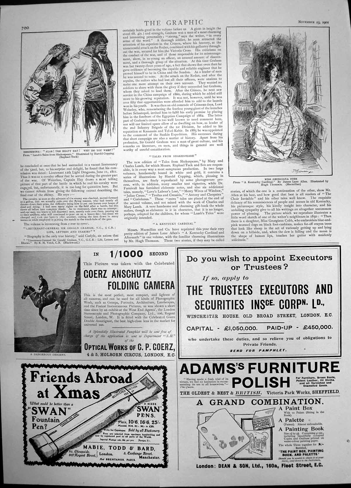 Antique Old Print Desdemona Lambs Tales Georgiana Cobb Kentucky Cardinal 1901