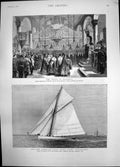 Antique Old Print Prince Ferdinand Deum Tirnova American Yachtvolunteer 1887