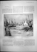 Old Print America Cup Race Declaredoff Insufficient Wind Jersey Coast1903 20th