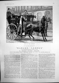 Old Antique Print Madame Leroux Horse Carriage Waiting Young Ladies 1890 19th