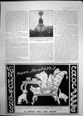 Old Antique Print Monument Paris Aeronauts Siege Van Houtens Cocoa 1906 20th