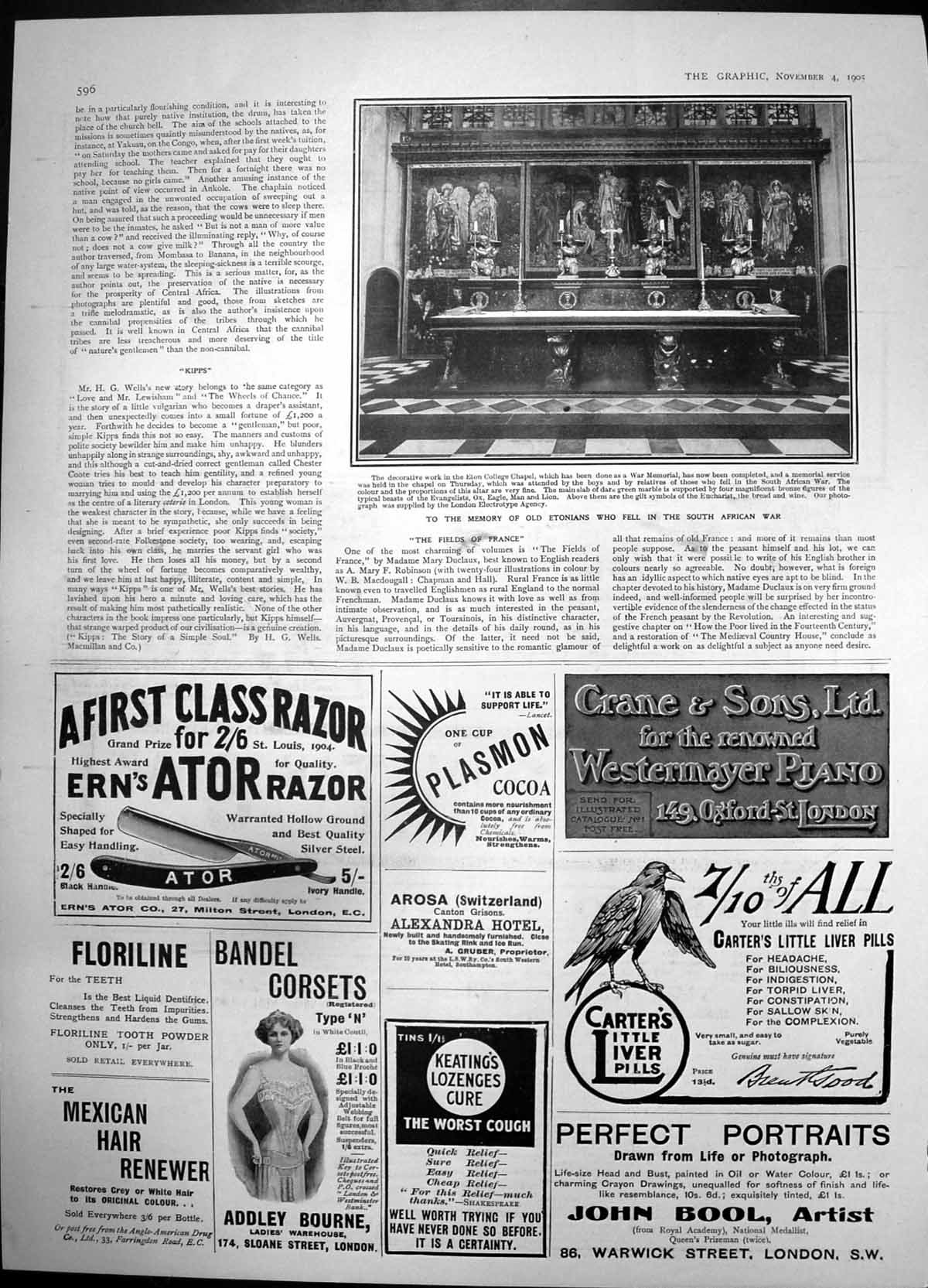 Antique Old Print Memorial Etonians Fell S African War Bandel Corsets 1905 20th