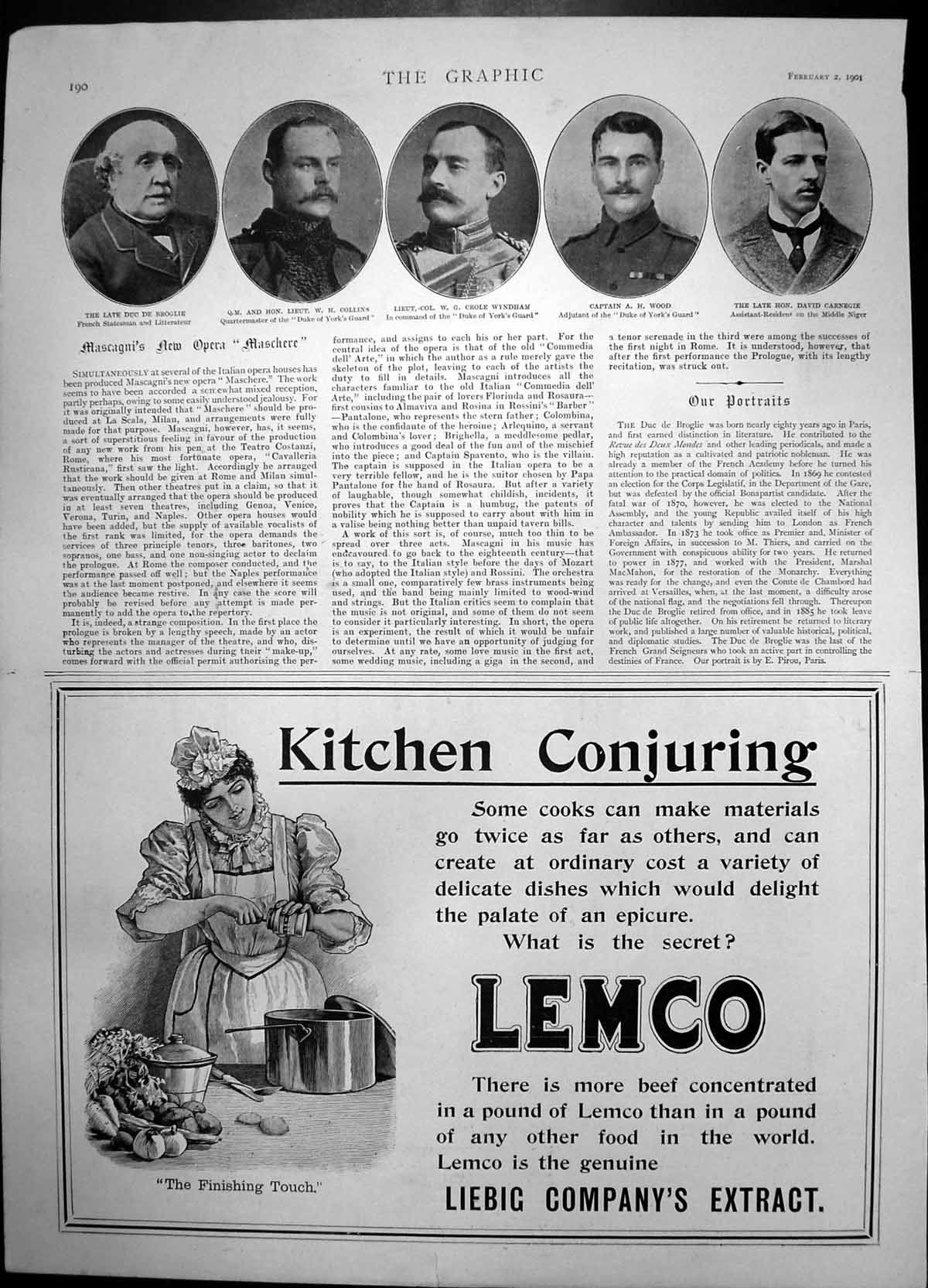 Old Print Late Duc De Broglie Lt W Collins Lemco Liebig Cos Extract 1901 20th