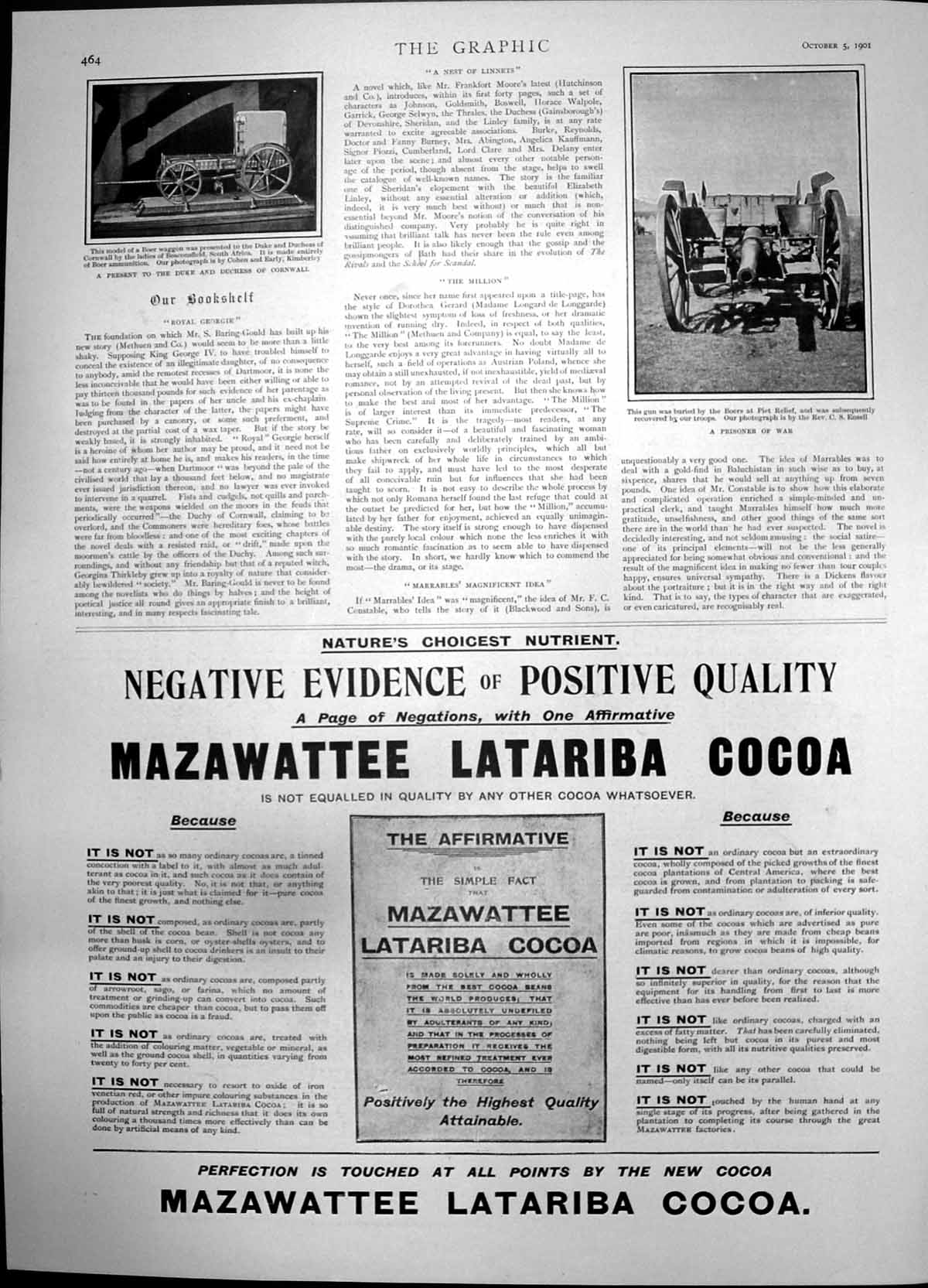 Antique Old Print Gun Buried Boers Piet Relief Mazawattee Latariba Cocoa 1901
