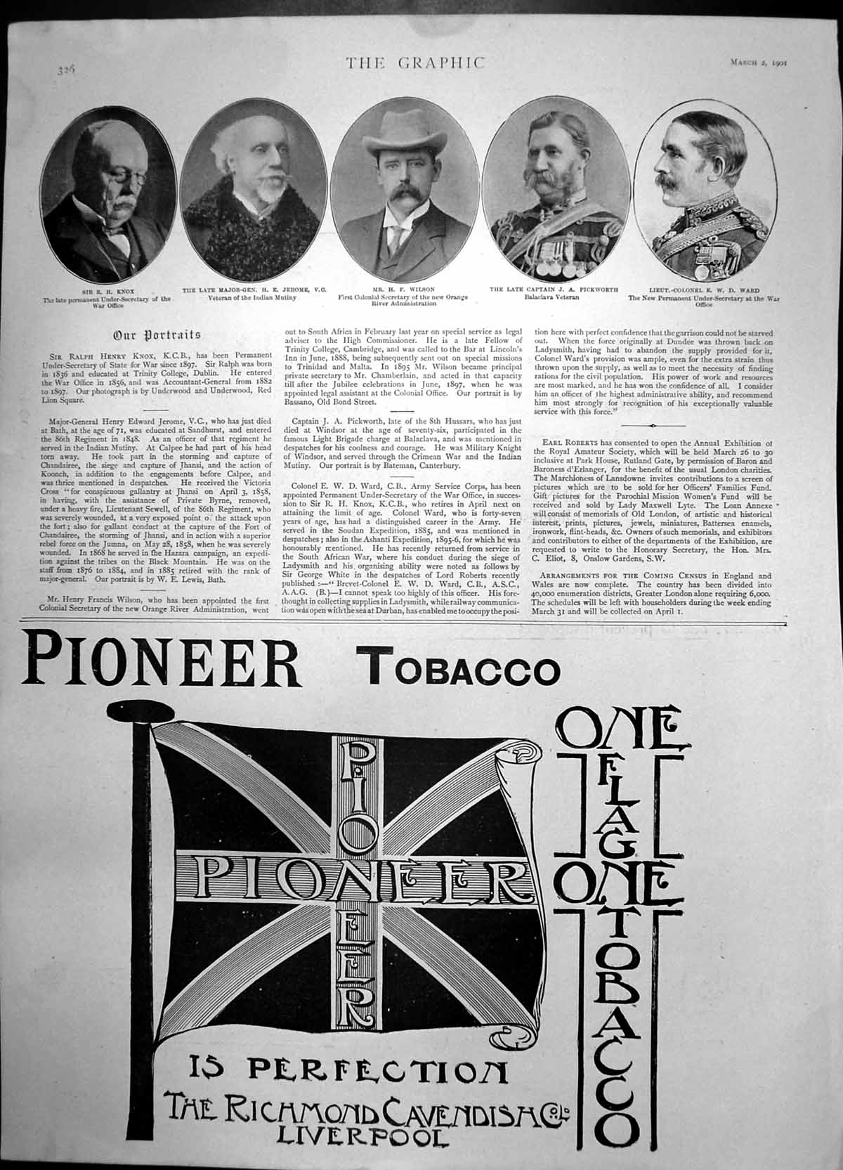 Antique Print Sir Rh Knox Maj Gen He Jerome Hf Wilson Pioneer Tobacco 1901 20th