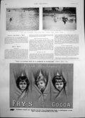 Original Old Antique Print 13Th Hussars Crossing River Lee Cork Frys Cocoa 1893