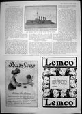 Antique Old Print Hms Andromeda Refused Entry Port Arthur Lemco Extract 1905