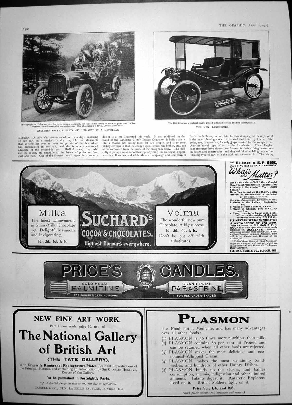 Old Antique Print Zulus Motor Car New Lancaster National Gallery Art 1905 20th