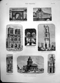 Old Print Paris Porte St Martin Pavilion De Rohan Louvre Notre Dame 1878 19th