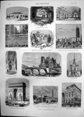 Old Print Paris Mazas Prison Tour Saintjacques Bernard Obelisk Luxor 1878 19th