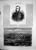 Original Old Antique Print Captain Burgoyne Birds Eye View Wilhelmshohe 1870