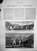 Antique Print Queen Balmoralcastle Highland Regiment Barracks Ballater1882 19th