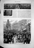 Antique Old Print Edinburgh Crowds Princes Street Season West End Corner 1879