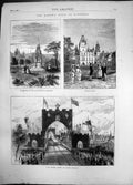 Antique Print Dunrobin Castle Memorial Duchess Sutherland Train Elgin 1872 19th