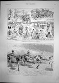 Old Antique Print Anglers Competition Langley Jinriksha Race Ceylon 1887 19th