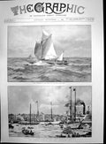 Old Print Contest America Cup Shamrock Mid Atlantic Welcome New York 1899 19th