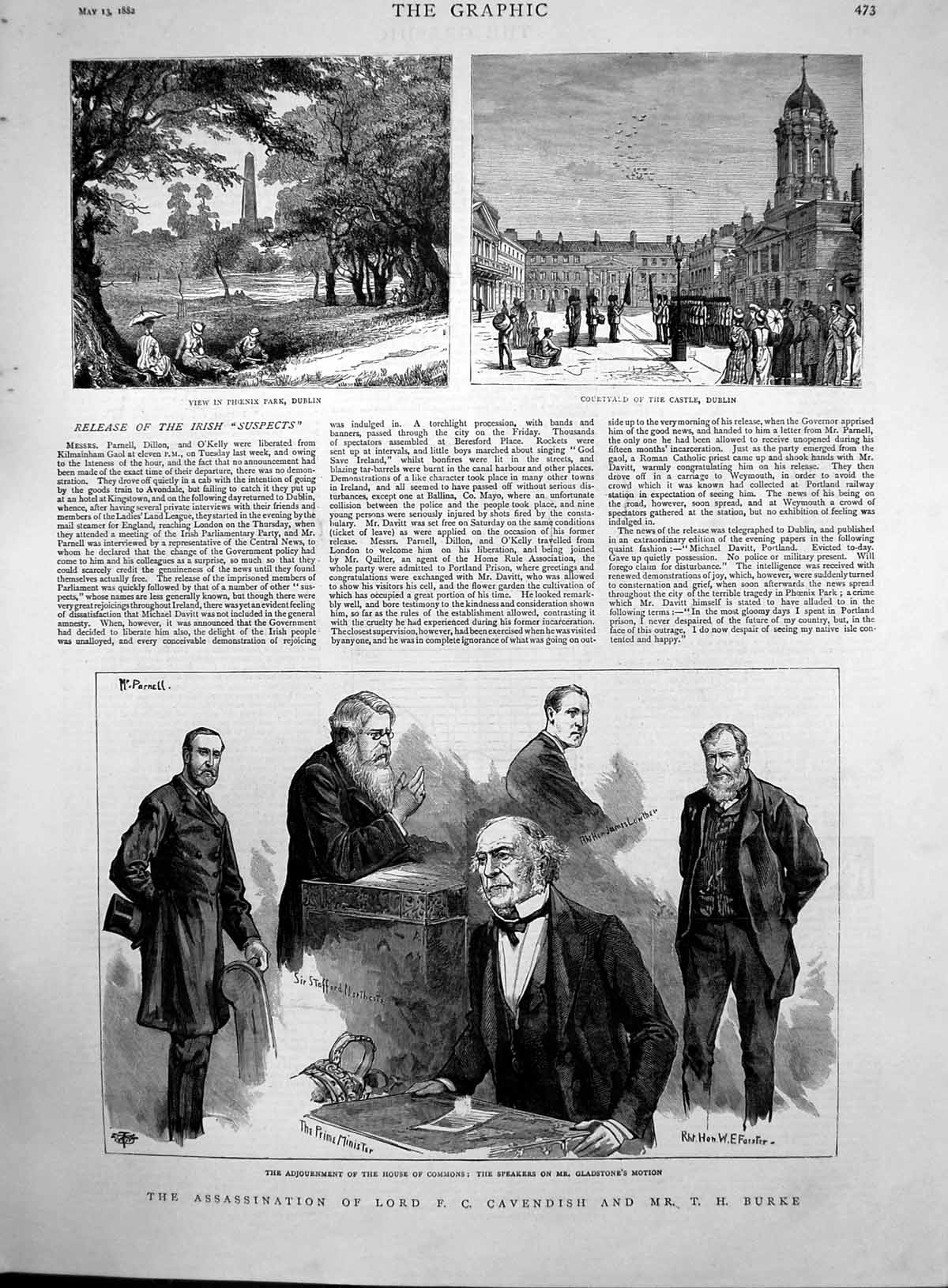 Old Assassination Lord Cavendish T Burke Mr Gladstone Castle Dublin
