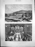 Antique Print Funeral Lord Cavendish Chatsworth House Black Watch Ball 1882