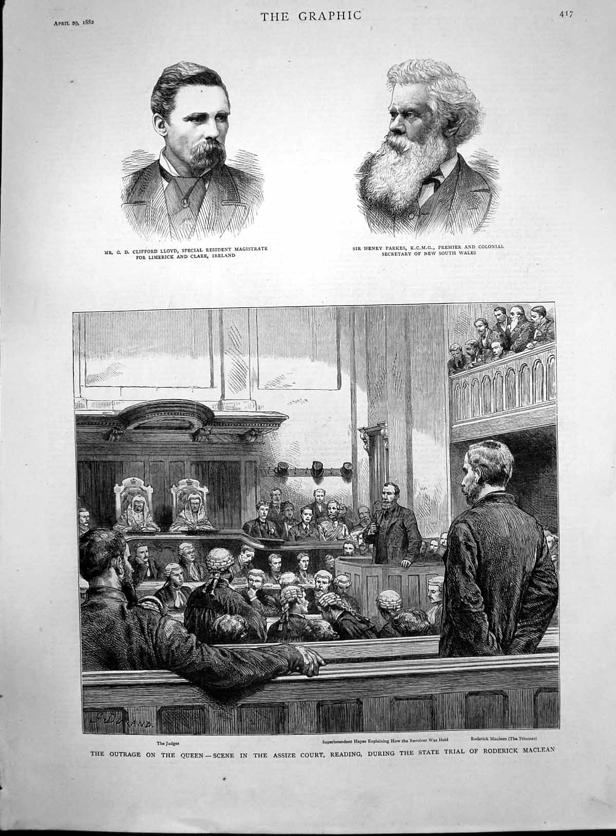 Old Clifford Lloyd Outrage Queen Trial Roderick Maclean H Parkes 1882 Victorian