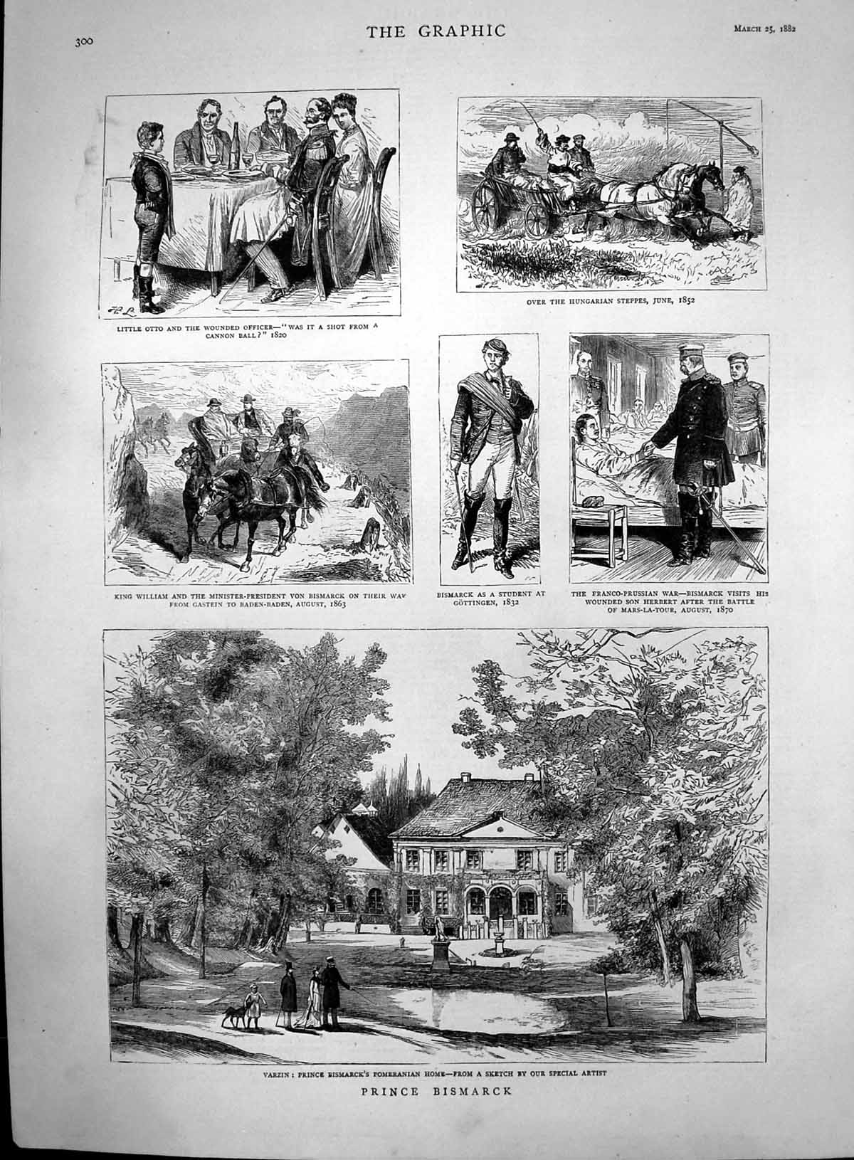 Old Prince Bismarck Varzin Home Visit Wouded Son Herbert Student 1882 Victorian