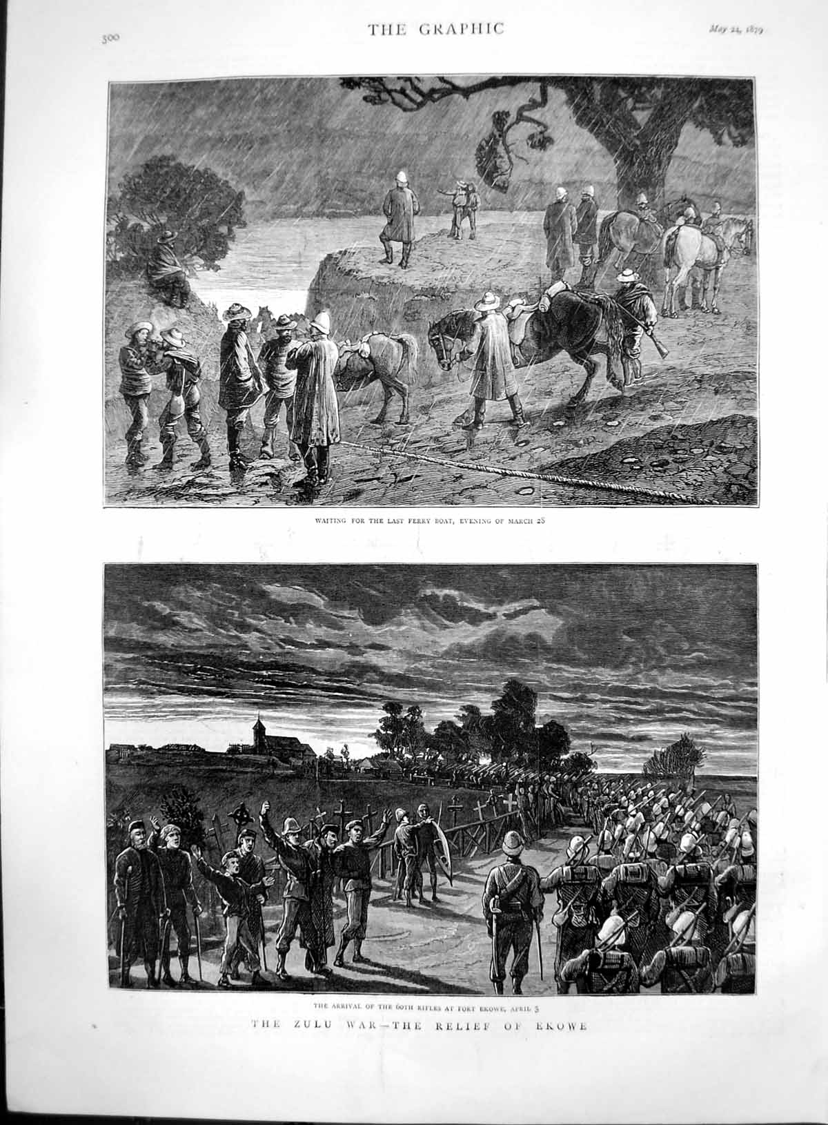 Old Zulu War Relief Ekowe Waiting Ferry Arrival 60Th Rifles Ekowe 187