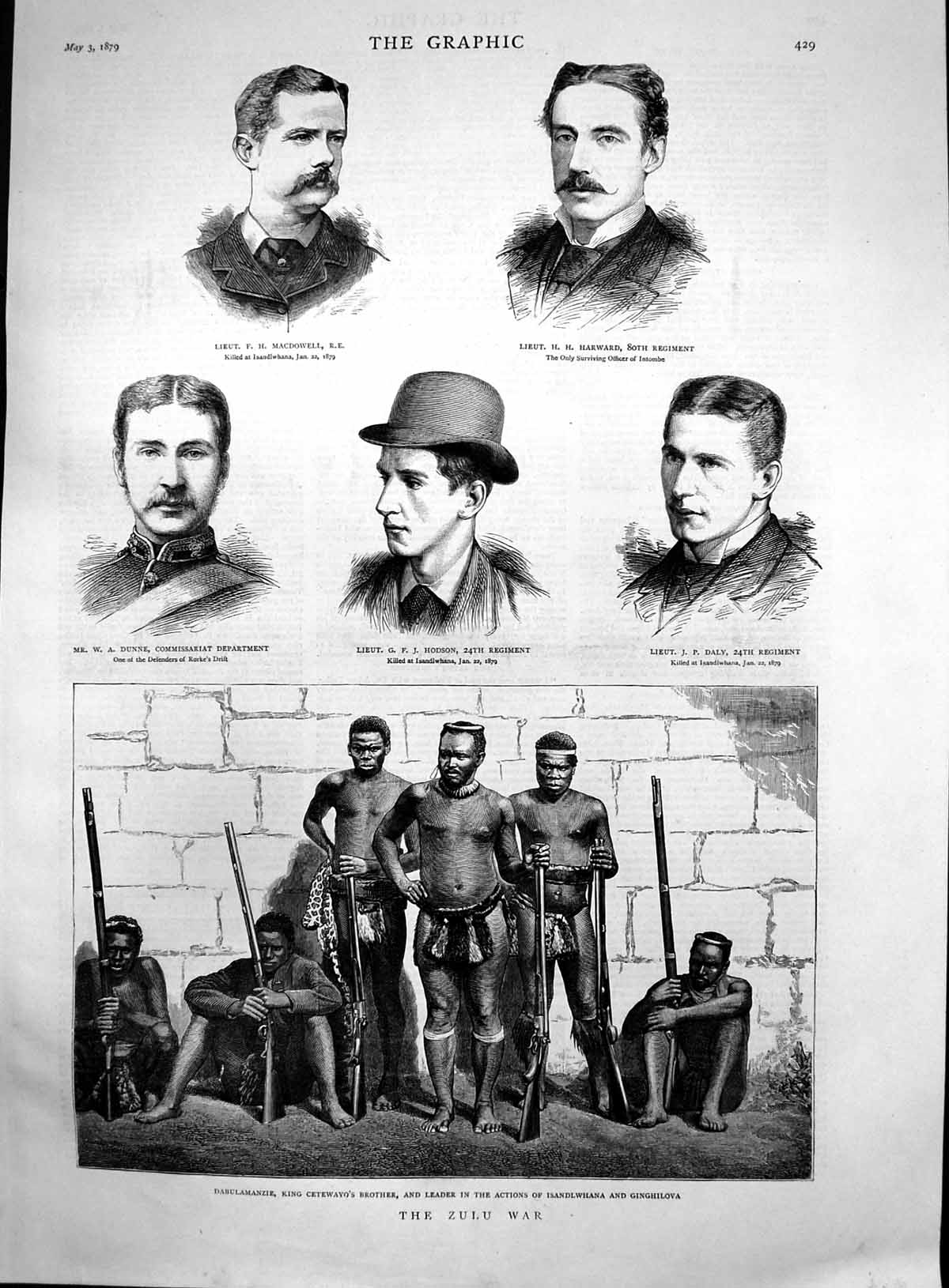 Old Zulu War Dabulamanzie King Cetewayos Brother Lieut G Hodson 1879 Victorian