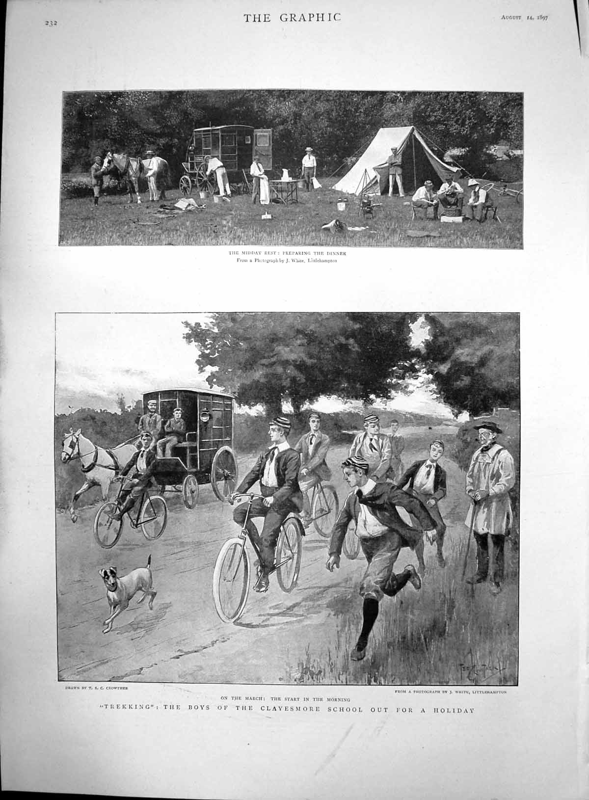 Old Midday Rest Preparing Dinner Trekking Boys Clayesmore School 1897 Victorian