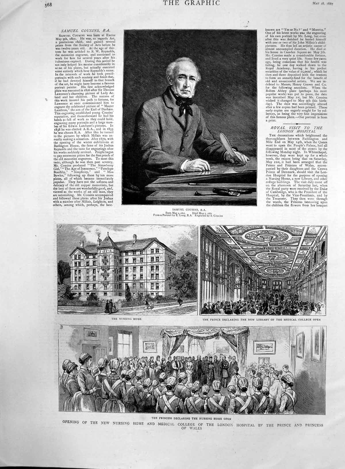 Antique Print Opening Nursing Home Medical College London Prince Wales 1887