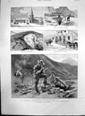 Antique Old Print Discoveries GTransvaal Government Buildings Barberton 1887