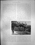 Original Old Antique Print New Brtain Group Native Drums C 1850 19th