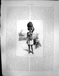 Original Old Antique Print New Guinea Native Girl Carrying Water On Head C 1850