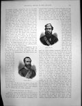 Original Old Antique Print New Zealand General Chute Major Ropata C1900 20th