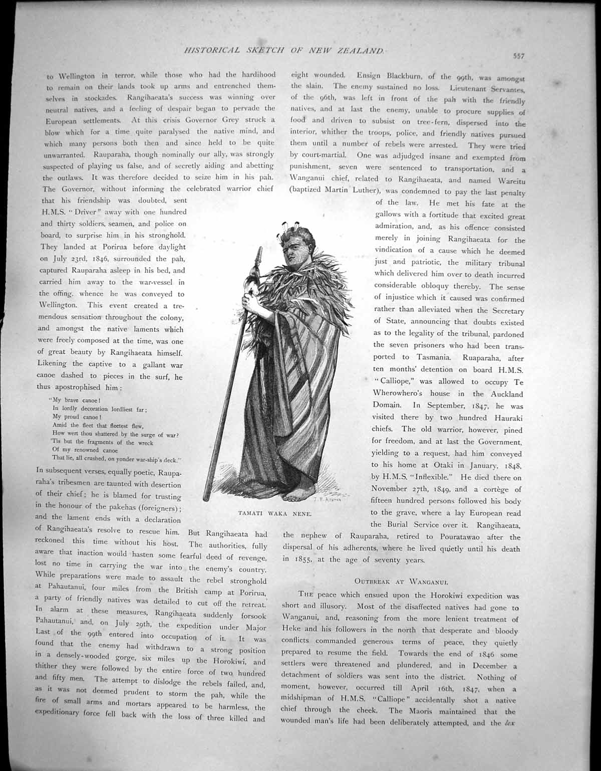Original Old Antique Print Native New Zealander Tamati Waka Nene C1900 20th